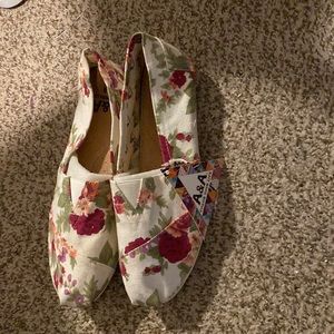Floral canvas slip ons